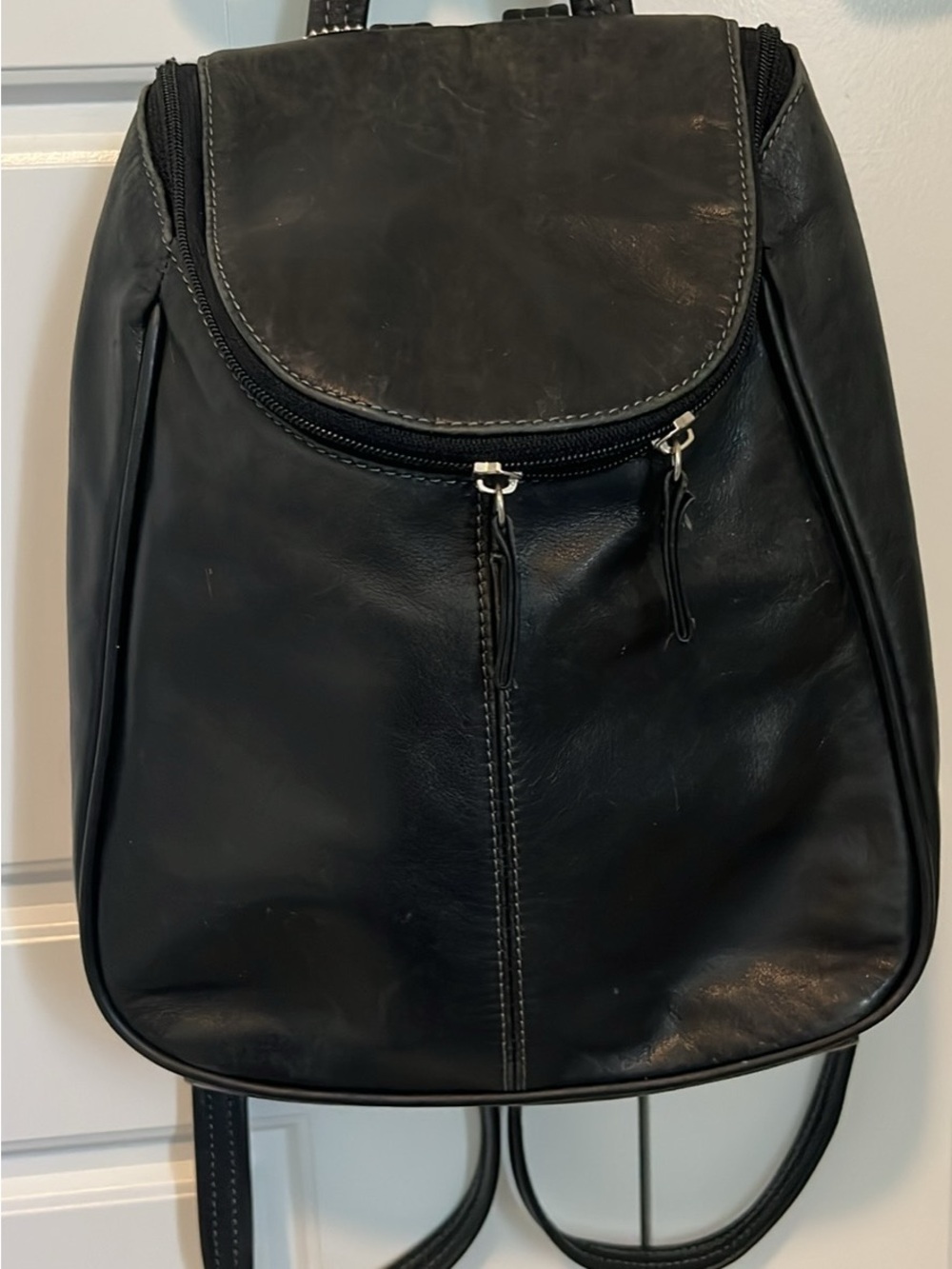 Classic Black Leather woman’s Backpack -